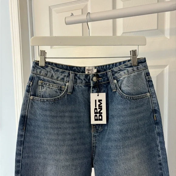 Princess Polly Blue Highrise Straight Leg Jeans Size 6 Cotton - Picture 10 of 11